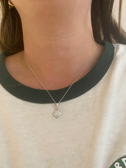 14K White Gold Invisible-Set Natural Diamond Charm- 0.3 TCW