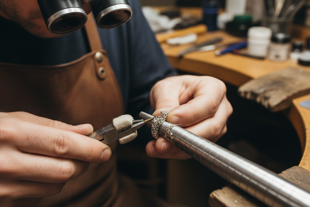 close up photo of ring being resized