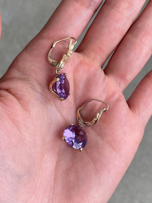 14k leaf alexandrite leverback earrings