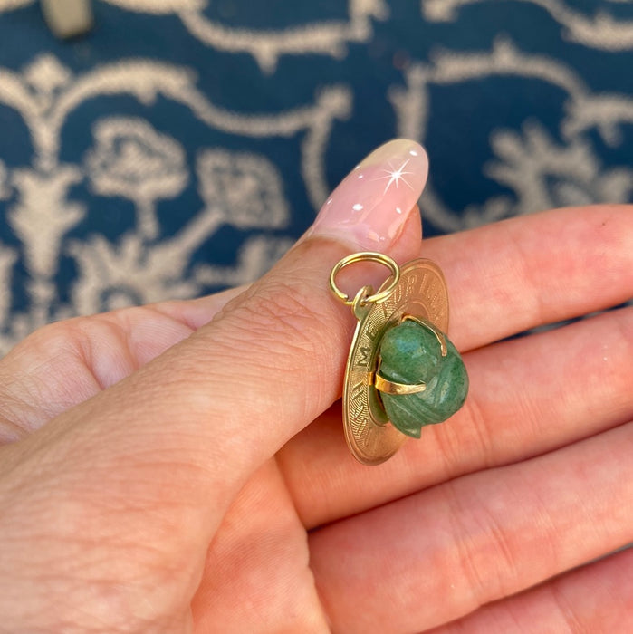 14k touch for good luck buddha adventurine pendant