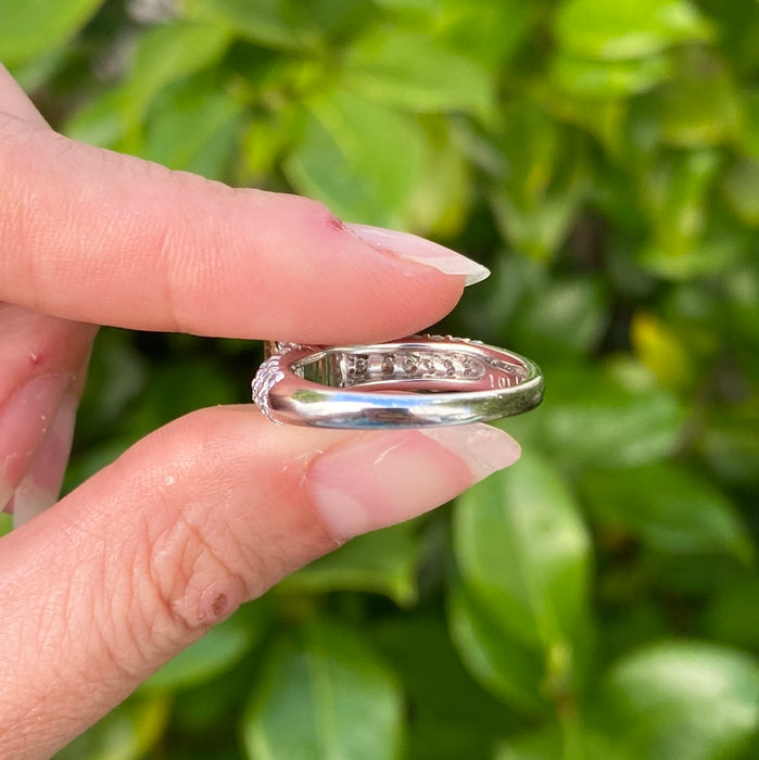 Platinum watermelon tourmaline and diamond ring size 7