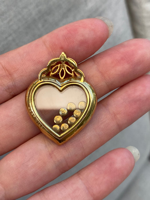 18k floating gemstone heart pendant