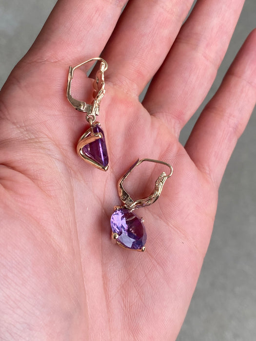 14k leaf alexandrite leverback earrings