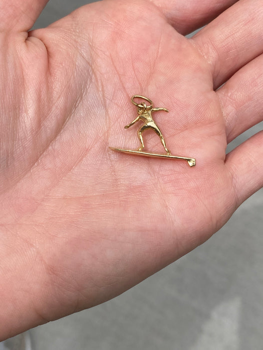 14k surfer charm pendant