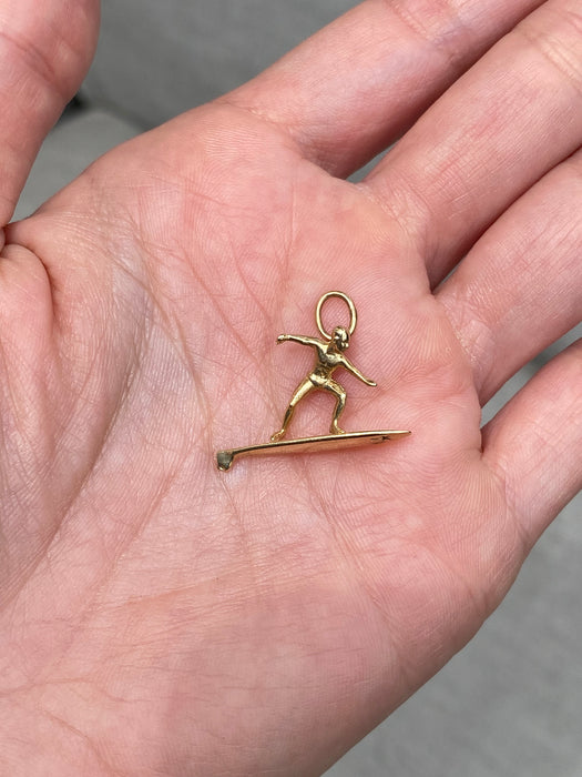 14k surfer charm pendant